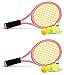 Crefotu Kids Tennis Racket17 Inch Plastic Tennis Racket with 2 Soft Balls2 Tennis Balls and 4 Shuttlecocks for KidToddler OutdoorIndoor Sport Play PinkBlue - Image 3