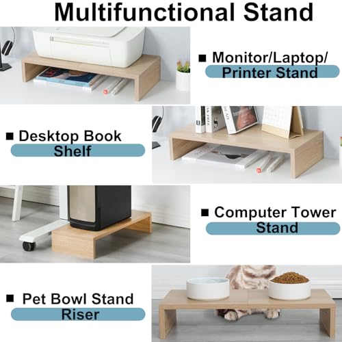 TEAMIX 2 Pack Monitor Stand Riser-20 inch, Wooden Desktop Riser for TV/PC/Laptop/Printer, Cozy Monitor Riser with Storage, Computer Stand Space-Saving - Image 3