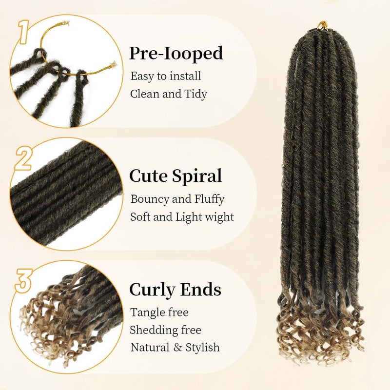 MODERN QUEEN Goddess Locs Crochet Hair 6 Packs 18 Inch Straight Faux Locs Crochet Hair for Black Women, Crochet Pre-Looped Curly Hair Soft Faux Locs Synthetic Braiding Hair Extensions (18 Inch, 6 Packs, 1B-27#) - Image 5