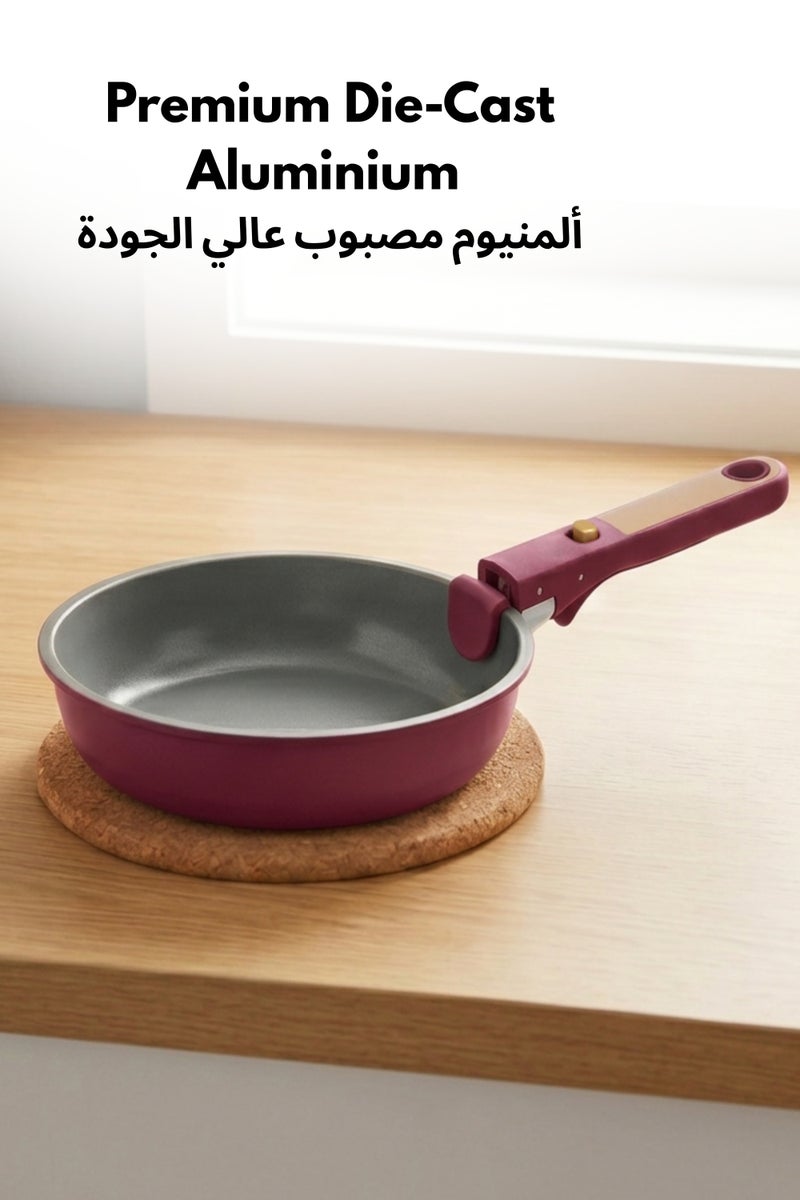 كاروت طقم مقالي كاروت 3 قطع سيراميك غير لاصقة (8 و10 بوصات) بمقابض قابلة للإزالة، خالٍ من PFAS لطهي صحي، بقاعدة توزيع حرارة متساوٍ، متوافق مع جميع المواقد وآمن لغسالة الصحون (بنفسجي) - Image 5