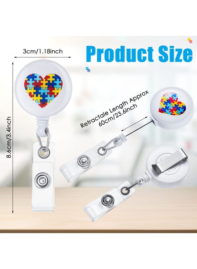 Tinlade 6 Pack Rainbow Be Kind Id Badge Holder Autism Awareness Puzzle Badge Reel Retractable Nursing Badge Clip Decorative Autism Badge Reel With Clip For Doctor Nurse Student Card Holder Name Tag - Image 3