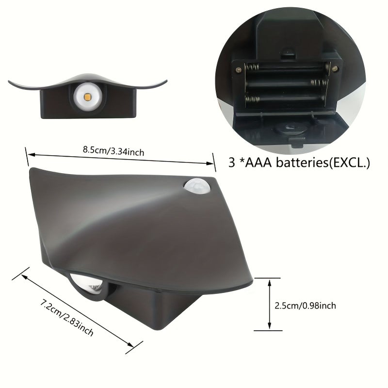 3pcs Manta Ray Motion Sensor Night Light Warm White Battery Operated Stair Wall Lamp - Image 3
