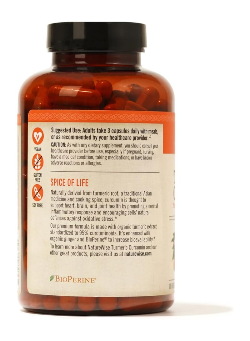 NatureWise Organic Turmeric Curcumin 180 Vegan Capsules - Image 2