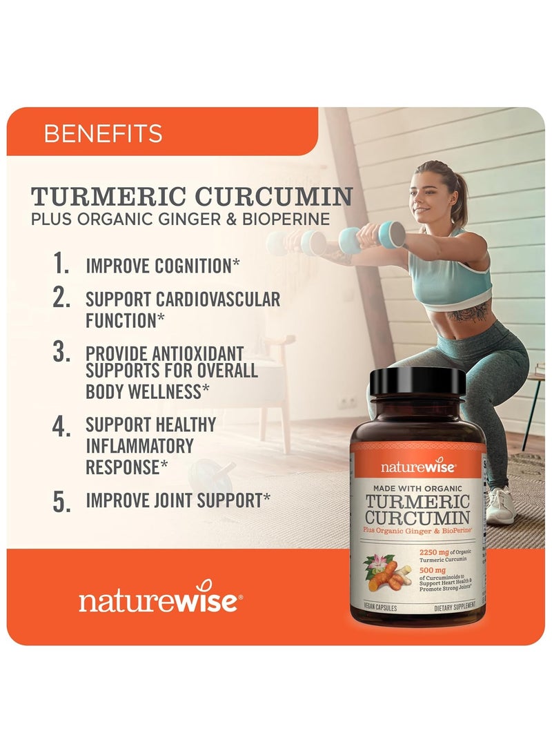 NatureWise Organic Turmeric Curcumin 180 Vegan Capsules - Image 5
