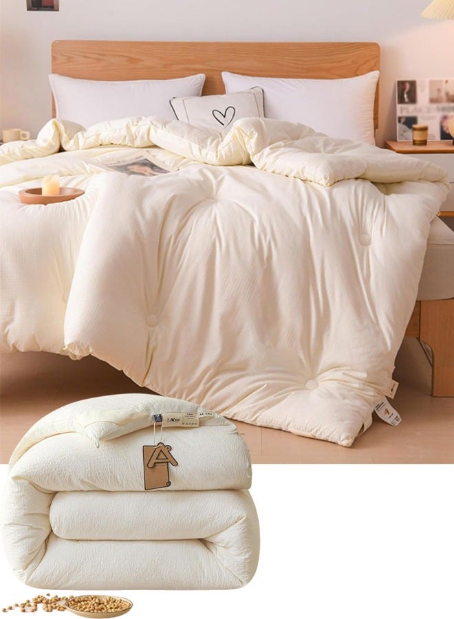 VUCATIN Pure Cotton Thickened Winter Quilt Washable Soft Quilt Moisture Absorption and Heating Warm Breathable Quilted Dye Free Soy Fiber Comforter Core (2.2mx2.4m 4kg) - Image 1