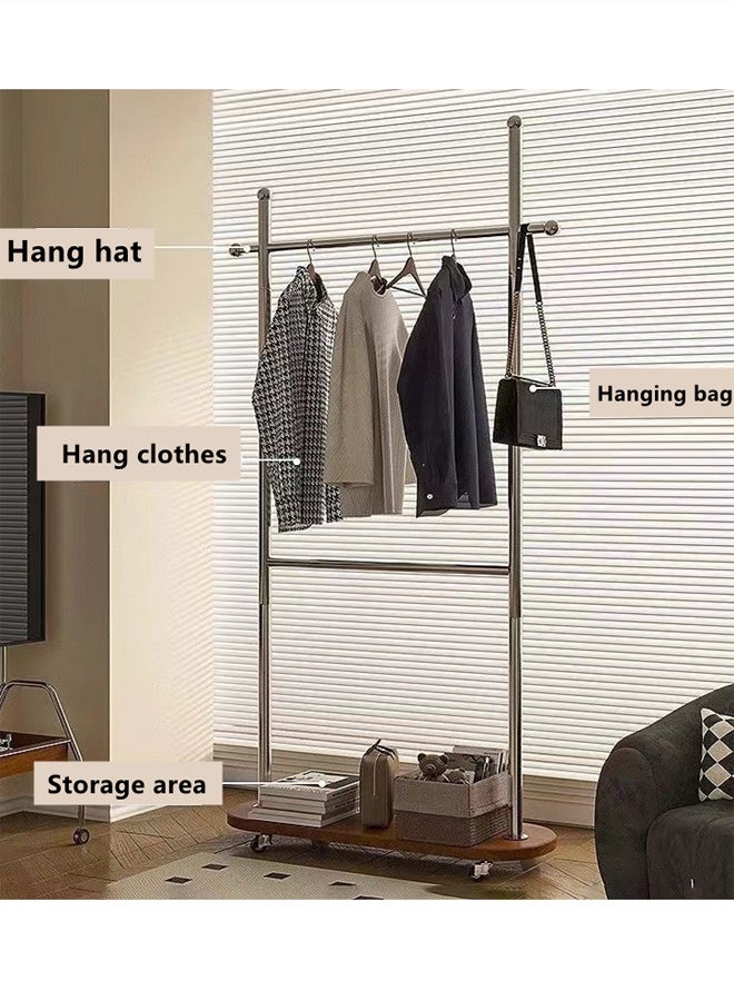 Kutis Metal Freestanding Hanger Clothes Organizer Clothing Garment Rack Stand With Wheels  And Hook 80 x 32 x 170 cm - Image 3