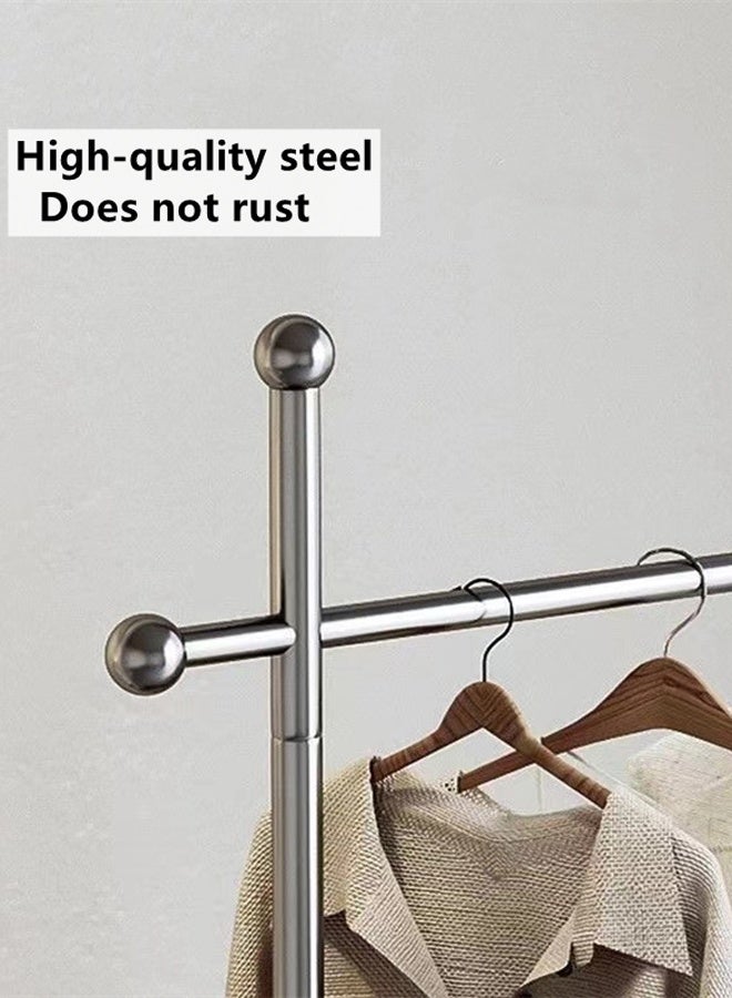 Kutis Metal Freestanding Hanger Clothes Organizer Clothing Garment Rack Stand With Wheels  And Hook 80 x 32 x 170 cm - Image 4