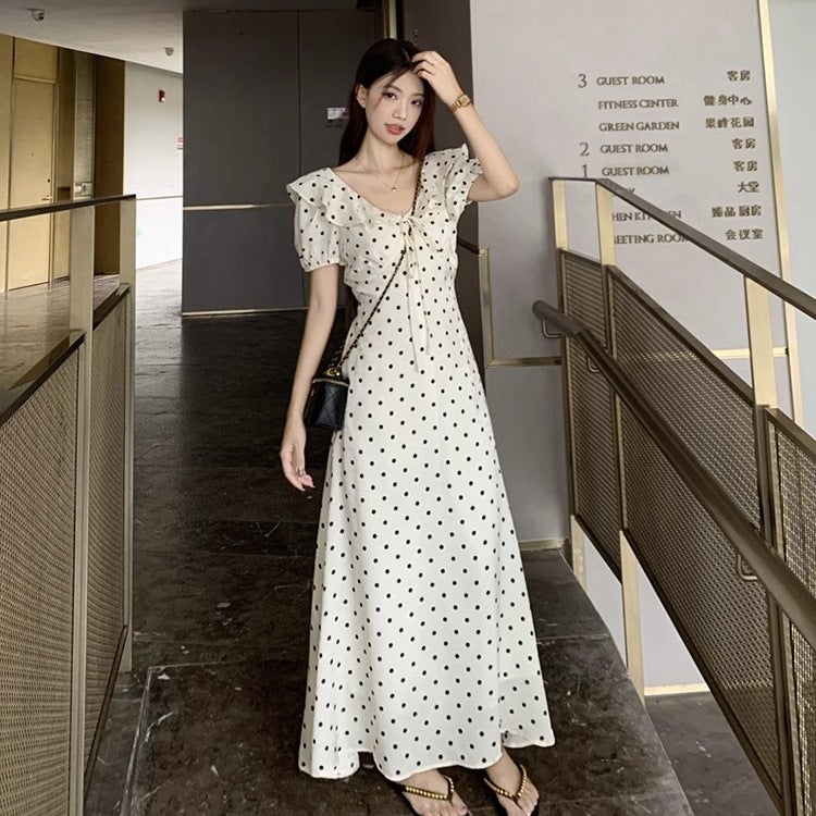 general Elegant French Style Retro Polka Dot Dress for Summer - Slimming Waist, Sweet and Elegant with Ruffled Hem - Image 4