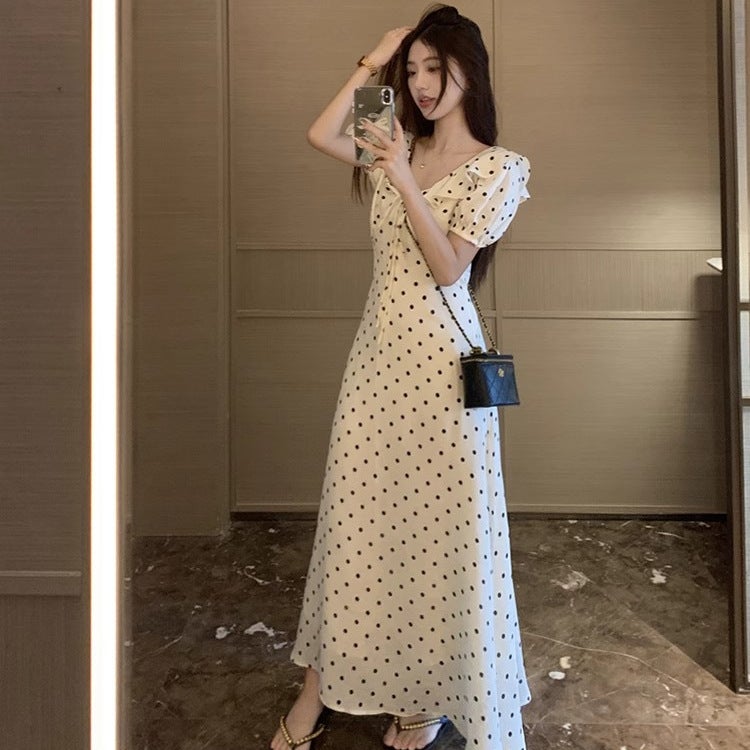 general Elegant French Style Retro Polka Dot Dress for Summer - Slimming Waist, Sweet and Elegant with Ruffled Hem - Image 3