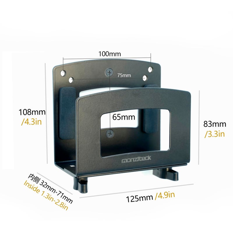 Monzlteck Adjustable Small Device Wall Mount Or VESA Mount Behind The Monitor |Design for Streaming Media Player, Switch, WII,Cable Boxes, Modems,Router,Power,mini pc,Mac mini,OptiPlex MFF and More - Image 3