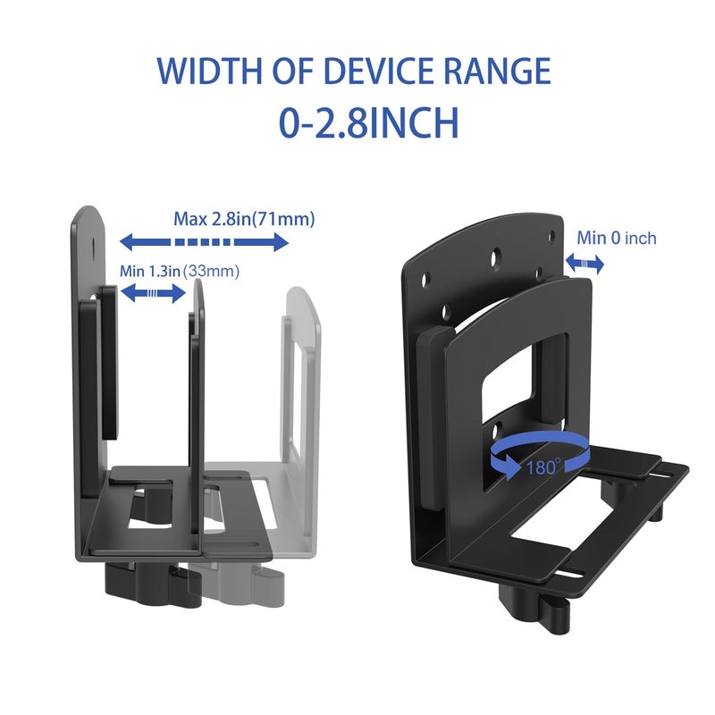 Monzlteck Adjustable Small Device Wall Mount Or VESA Mount Behind The Monitor |Design for Streaming Media Player, Switch, WII,Cable Boxes, Modems,Router,Power,mini pc,Mac mini,OptiPlex MFF and More - Image 4