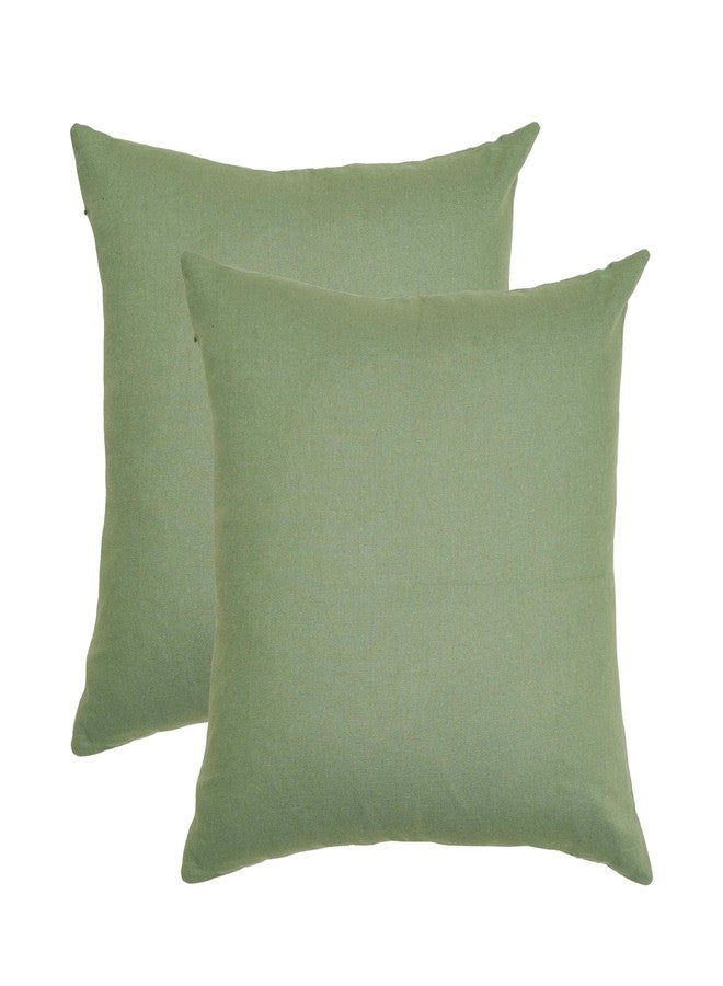 RELY+ Cotton Throw Pillow Covers 20x20 Inch Set of 2 Sage Green Decorative Zippered Cases for Couch Bedroom Sofa Living Room Decoration Gifts Outdoor & Indoor Square Pillow (Covers Only) - Image 1
