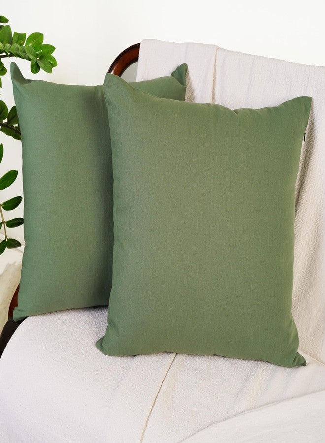 RELY+ Cotton Throw Pillow Covers 20x20 Inch Set of 2 Sage Green Decorative Zippered Cases for Couch Bedroom Sofa Living Room Decoration Gifts Outdoor & Indoor Square Pillow (Covers Only) - Image 3