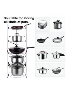 ZAP Multi-Tier Pan and Pot Organizer Rack – Adjustable and Space-Saving Kitchen Storage Stand for Pots, Pans, Lids, and Cookware – Heavy-Duty, Freestanding, and Non-Slip Design  - Image 3
