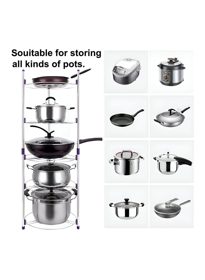 ZAP Multi-Tier Pan and Pot Organizer Rack – Adjustable and Space-Saving Kitchen Storage Stand for Pots, Pans, Lids, and Cookware – Heavy-Duty, Freestanding, and Non-Slip Design  - Image 3