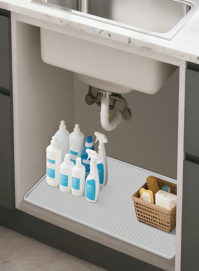 Lanstics 32" x 22" Under Sink Mat for Kitchen Lanstics Under Sink Organizer Waterproof Raised Edge Silicone Mat Sink Protector Silicone Organizers Tray for Kitchen Bathroom 33" and 36" Sinks - Image 4