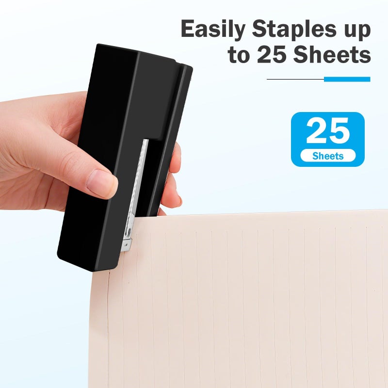 Yzkula 1 Desktop Stapler & 1 Tape Dispenser - 25 Sheet Capacity with 830 Staples and Staple Remover, Non-Slip for Office,School, Home & Classroom, Black(Tape not Included) - Image 5