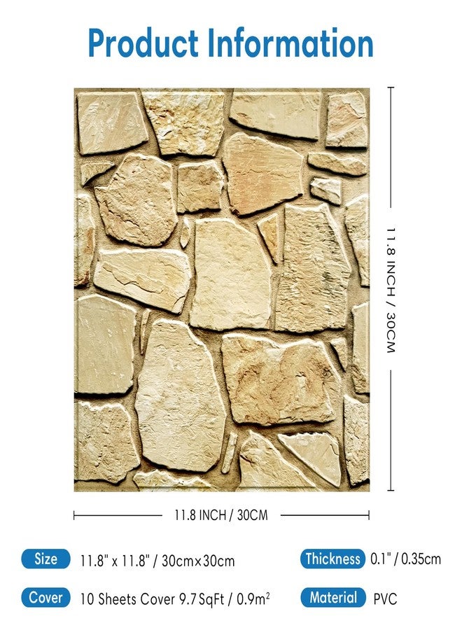 COMSTICKC 3D Faux Stone Wall Panel Peel and Stick Wall Tiles, 10 Pcs of 12"X12", Ultra-Light Thin PVC Rock Adhesive Fake Stone Paneling Backsplash Interior Decor (Brown) - Image 5