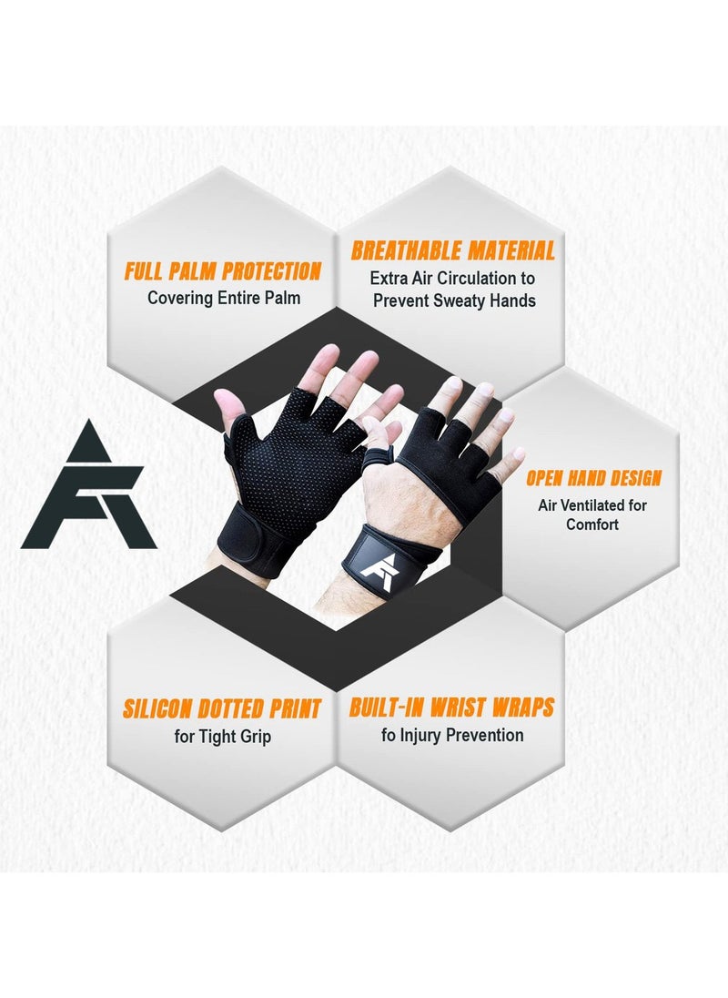 Aero Professional Gym Gloves with Wrist Wrap, Full Palm Protection, Ultra Ventilated Exercise Gloves for Weightlifting, Workout, Cross Training, Cycling, Women & Men  - Image 3