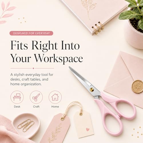 CREECHWA Aesthetic Pink Acrylic Scissors, 6.3" Craft Shears with Sharp Stainless Steel Blades for Home Office & School, Cute Stationery Tools for Bullet Journaling, Scrapbooking & Gift Wrapping - Image 3