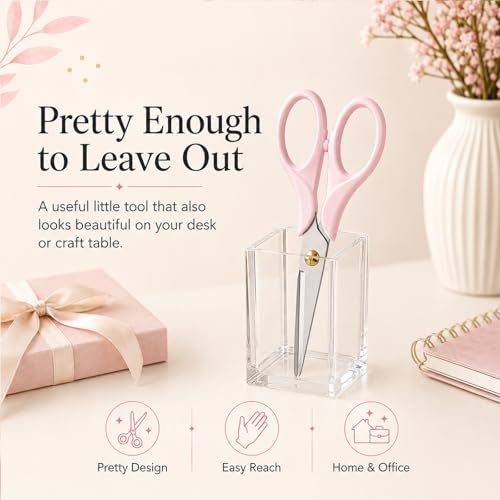 CREECHWA Aesthetic Pink Acrylic Scissors, 6.3" Craft Shears with Sharp Stainless Steel Blades for Home Office & School, Cute Stationery Tools for Bullet Journaling, Scrapbooking & Gift Wrapping - Image 4