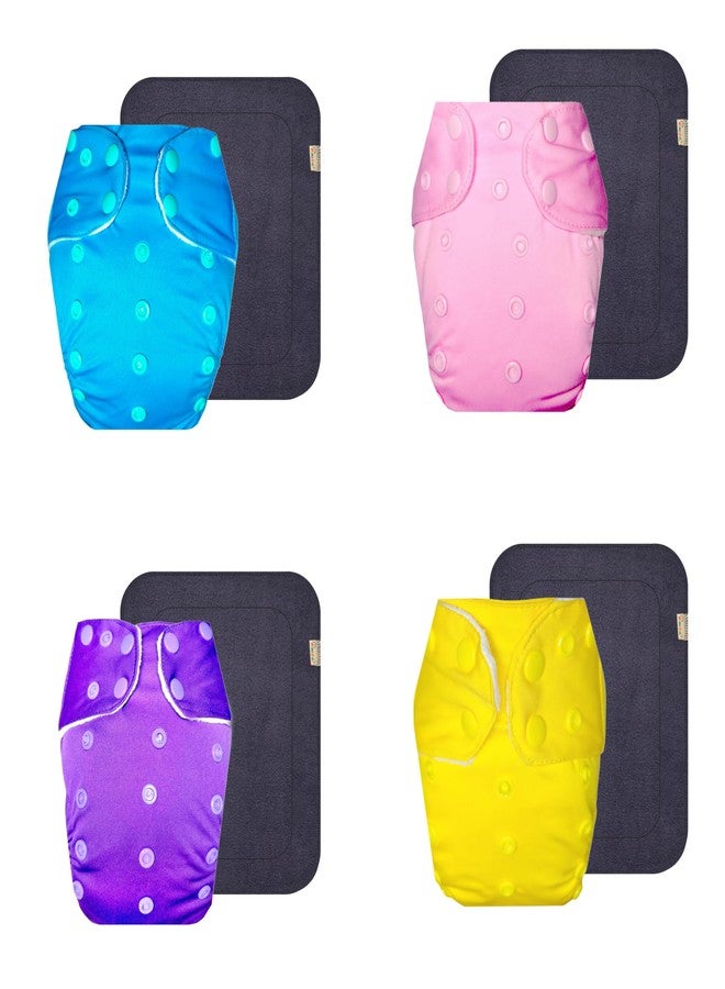 حفاضات دمبلدو القماشية الممتازة مع حشوة رمادية (عبوة من 4) | شعور بالجفاف والراحة | تهوية جيدة | سهلة التنظيف | مصممة من قبل الأمهات | من 3 أشهر إلى 3 سنوات | للجنسين