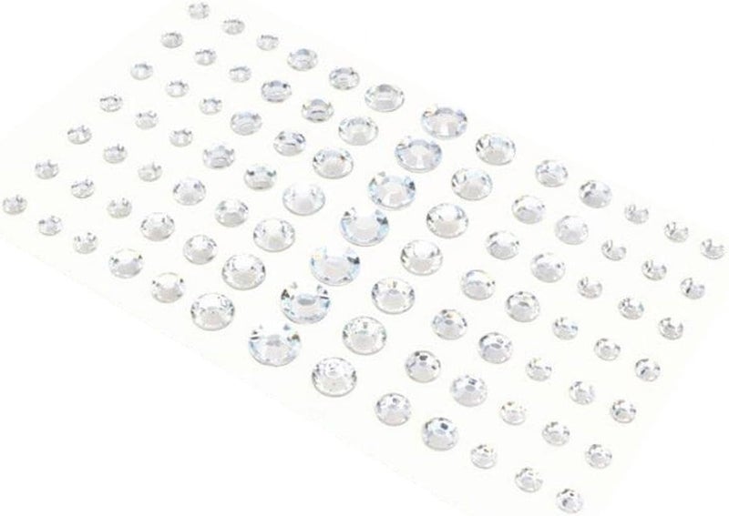 UPSTORE 91PCS 5MM/8MM/10MM/12MM Shining Self Adhesive Craft Jewels Flatback Rhinestone Crystal Gems Stickers Eyebrow Eyeshadow Body Eyes Nails Glitter Sticker for Makeup Nightclub Stage Show (Silver)