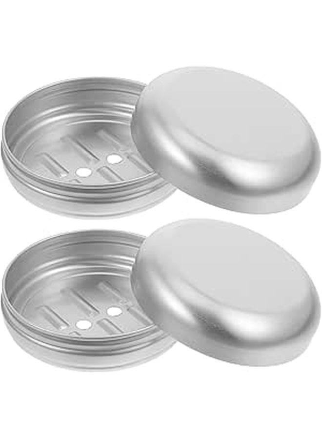 Aluminum Travel Soap Box With Drain Holes For Shower 2pcs - Image 1