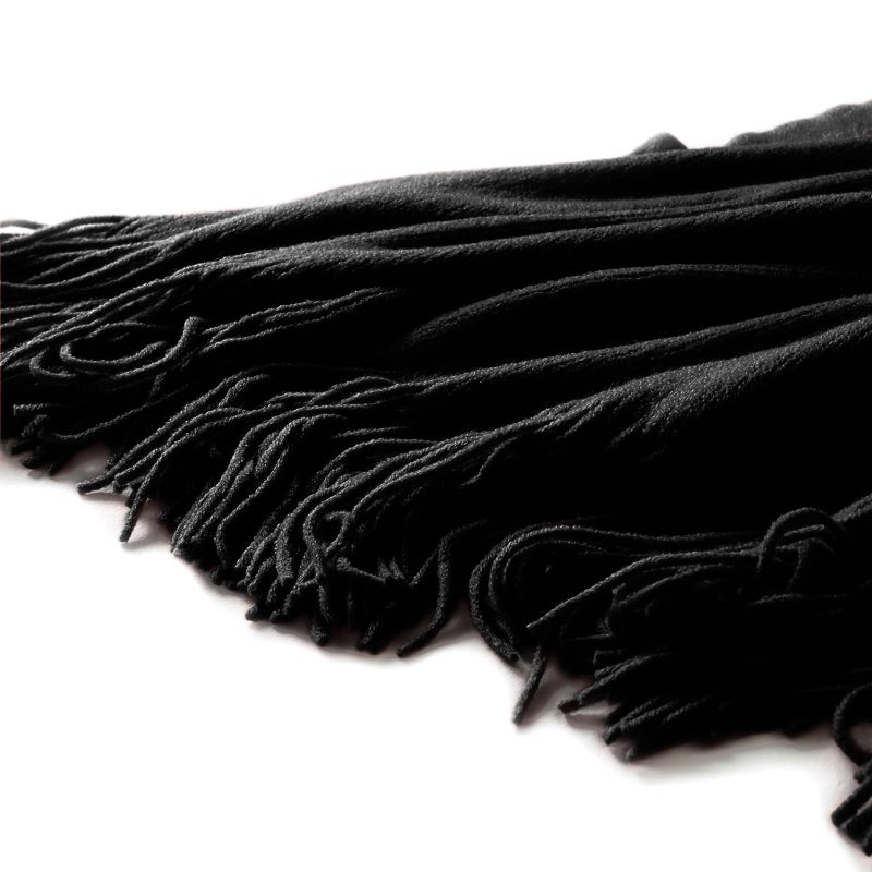 Homiest Decorative Knitted Throw with Fringe, Lightweight Acrylic Knit, Soft Tassel for Couch, Sofa, Bed (Black, 50 x 60 Inch) - Image 5
