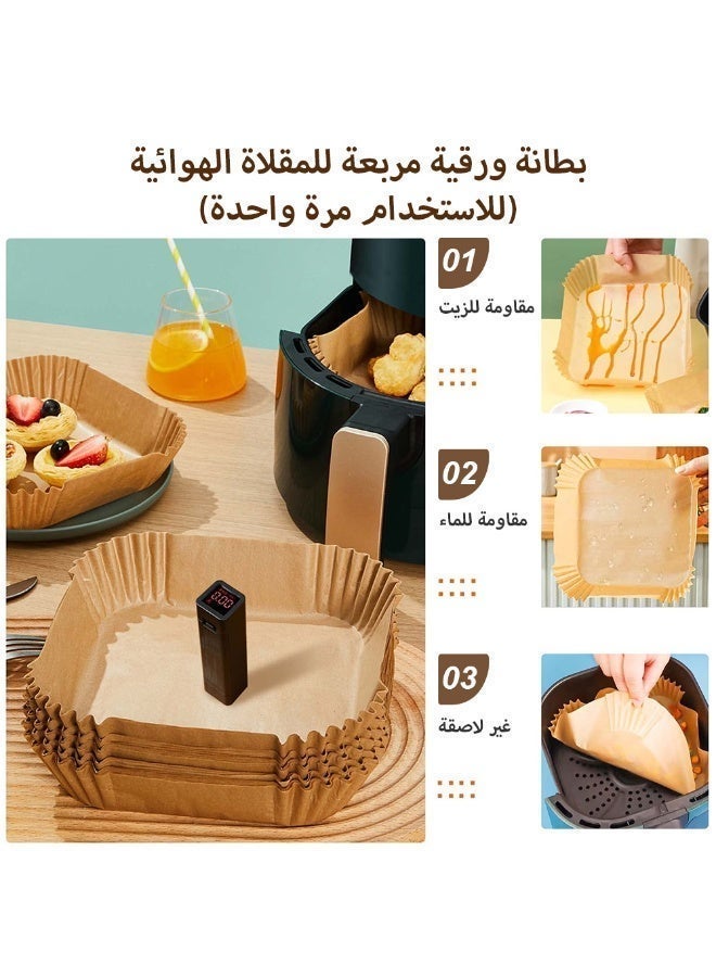 فلوكسهوم ‎٥٠ قطعة من أوراق الخَبز المربعة للاستعمال مرة واحدة في المقلاة الهوائية – مصنوعة من ورق الزبدة بدرجة غذائية، مقاوم للزيت والماء، مناسبة للخبز والتحميص واستخدام الميكروويف (‎20‎سم / ‎7.8‎بوصة). - Image 2