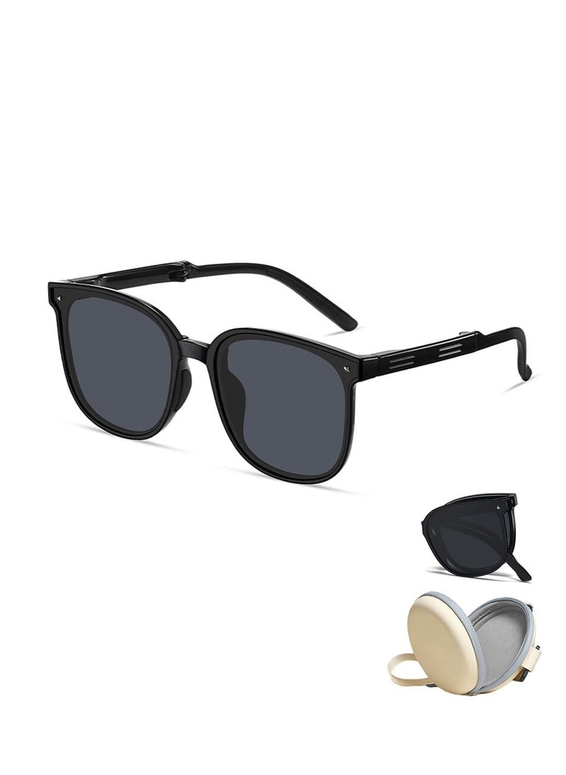 Carry Polarized Foldable Mini Folding Sunglasses Polarized UV Protection Trendy Designer Sun Glasses Classic Square Frame Anti Glare Sunglasses for Women Men - Image 1