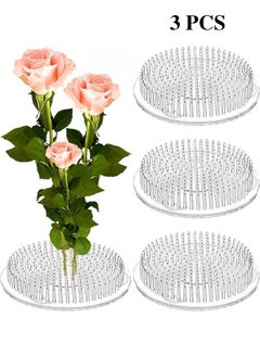 OMEVE 3PCS Flower Frogs Plastic Floral Vase Round Clear Arranger Tool Pin Holder Japanese Arranging Plant Decoration Fixed Supplies With Bottom Home DIY Craft  - Image 1