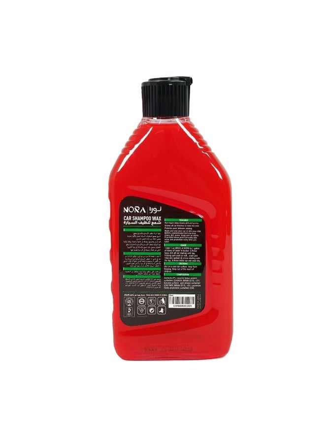 NORA Car Shampoo Wax 500ml Red colour – Dual Action Formula, High Gloss Shine, pH Balanced, Color Safe, Thick Foaming, Gentle on All Car Surfaces, Suitable for Bucket, Machine & Foam Wash N-204 - Image 2