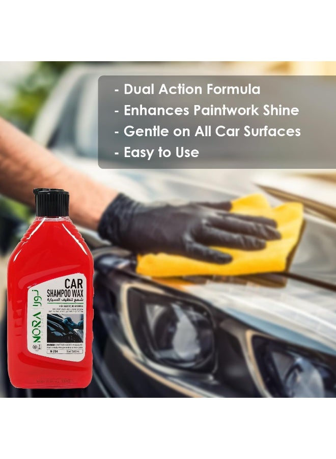NORA Car Shampoo Wax 500ml Red colour – Dual Action Formula, High Gloss Shine, pH Balanced, Color Safe, Thick Foaming, Gentle on All Car Surfaces, Suitable for Bucket, Machine & Foam Wash N-204 - Image 4