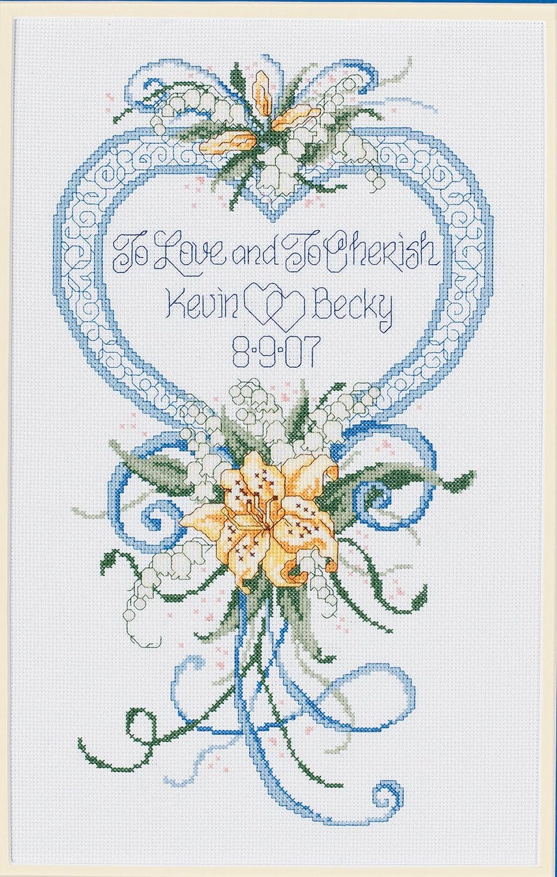 Janlynn Counted Cross Stitch Kit 9X15 Cherish Wedding Heart 14 Count
