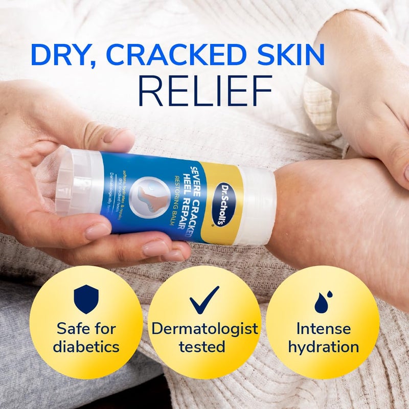 Dr. Scholl's بلسم إصلاح كعب القدم المتشقق الشديد من د. شول 2.5 أونصة، مع 25% يوريا للقدمين الجافتين والمتشققين، يعالج ويرطب من أجل أقدام صحية - Image 4