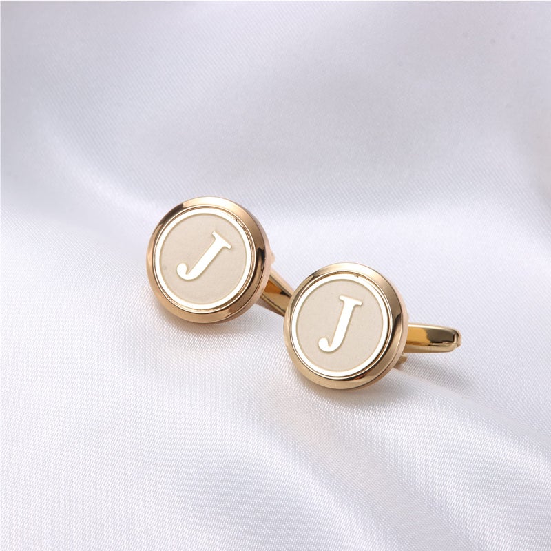 LOYALLOOK Initial Gold Cufflinks for Men Gold Cuff Links Personalized Copper CuffLinks Letter Cufflinks Gift for Groom Husband Father Initial H - Image 2