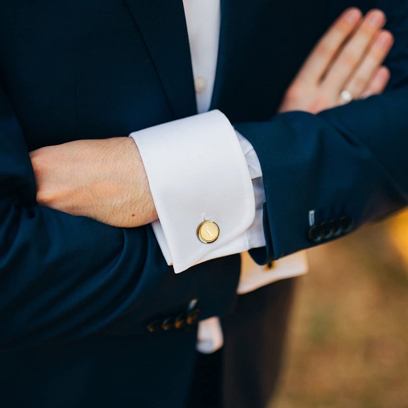 LOYALLOOK Initial Gold Cufflinks for Men Gold Cuff Links Personalized Copper CuffLinks Letter Cufflinks Gift for Groom Husband Father Initial H - Image 3