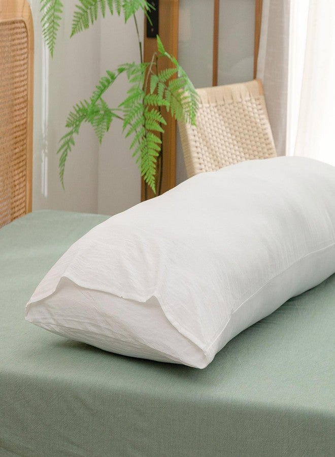 BESTOUCH 100% Washed Cotton Pillowcase for Hair and Skin Linen Feel Soft Comfortable Breathable 1 Pcs Pillow Case with Envelope Closure Solid Bright White Body 20x54 Inches - Image 4