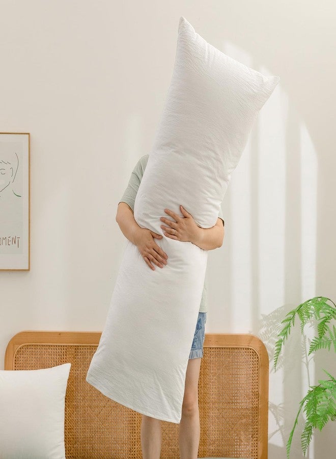 BESTOUCH 100% Washed Cotton Pillowcase for Hair and Skin Linen Feel Soft Comfortable Breathable 1 Pcs Pillow Case with Envelope Closure Solid Bright White Body 20x54 Inches - Image 5