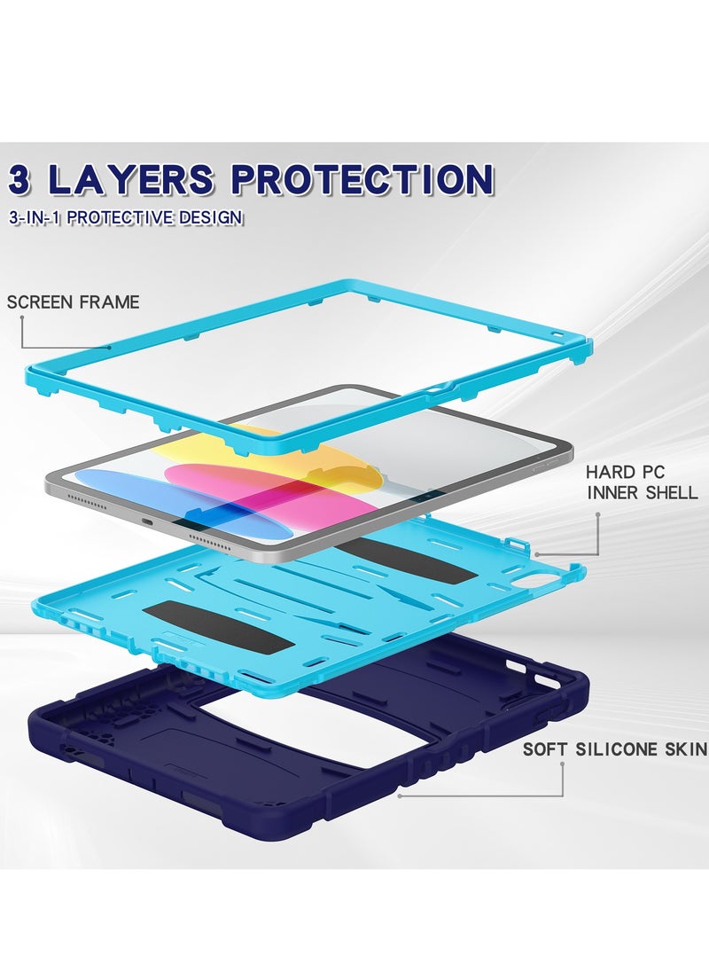GULFLINK Shockproof High Impact Protective Case Cover with Kickstand for ipad 10th 10.9 inch 2022（A2757/A2777）Navyblue/blue  - Image 4