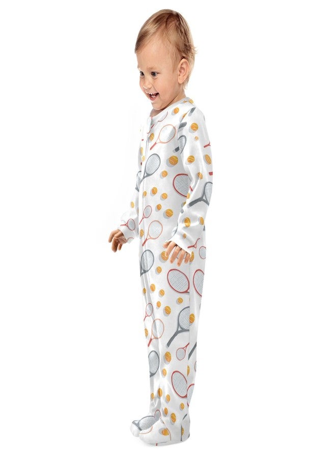 Dussdil Tennis Racket Ball Baby One-Piece Footies Newborn Rompers Pajamas Cotton Footed Pjs for Sleep Play Boys Girls 6M - Image 4