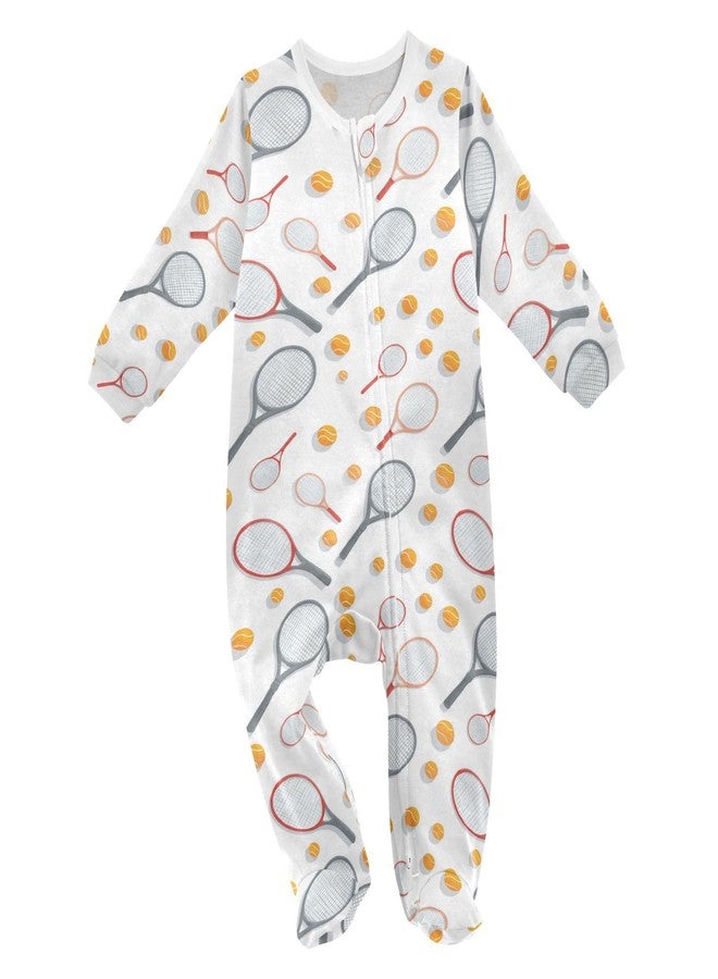 Dussdil Tennis Racket Ball Baby One-Piece Footies Newborn Rompers Pajamas Cotton Footed Pjs for Sleep Play Boys Girls 6M - Image 1
