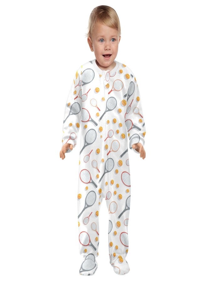Dussdil Tennis Racket Ball Baby One-Piece Footies Newborn Rompers Pajamas Cotton Footed Pjs for Sleep Play Boys Girls 6M - Image 3