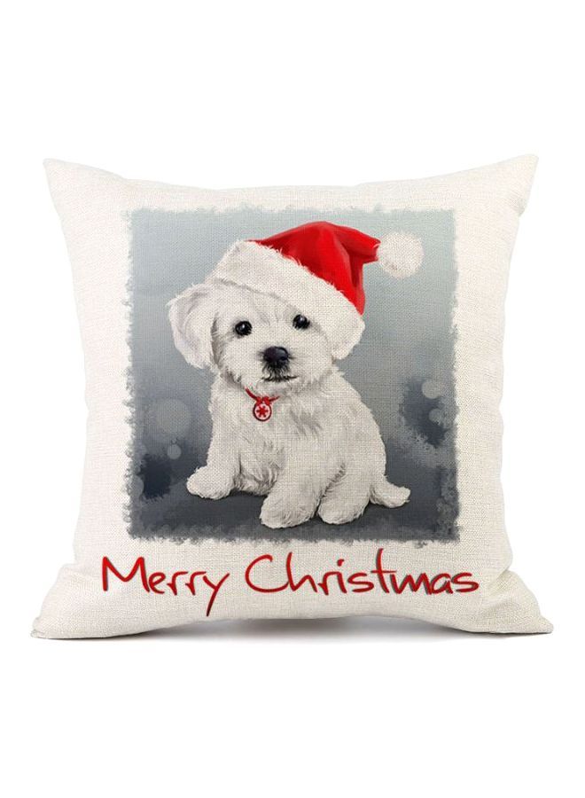 NIBEMINENT Dog Printed Cushion Cover Beige/Red/Grey 45x45cm