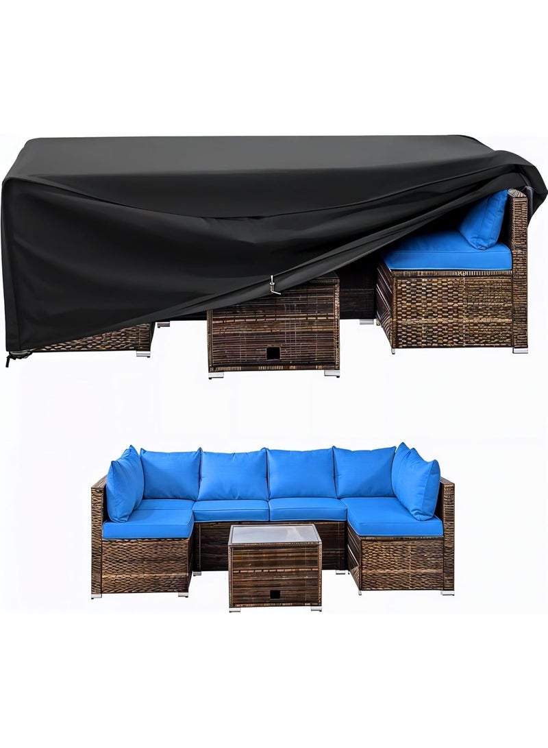 AIWANTO Heavy-Duty Waterproof Patio Furniture Cover – 420D Oxford Fabric Outdoor Garden Table, Chair & Sectional Sofa Protector, UV-Resistant Dustproof Windproof Cover with Drawstring Cord & Storage Bag – Black - Image 1