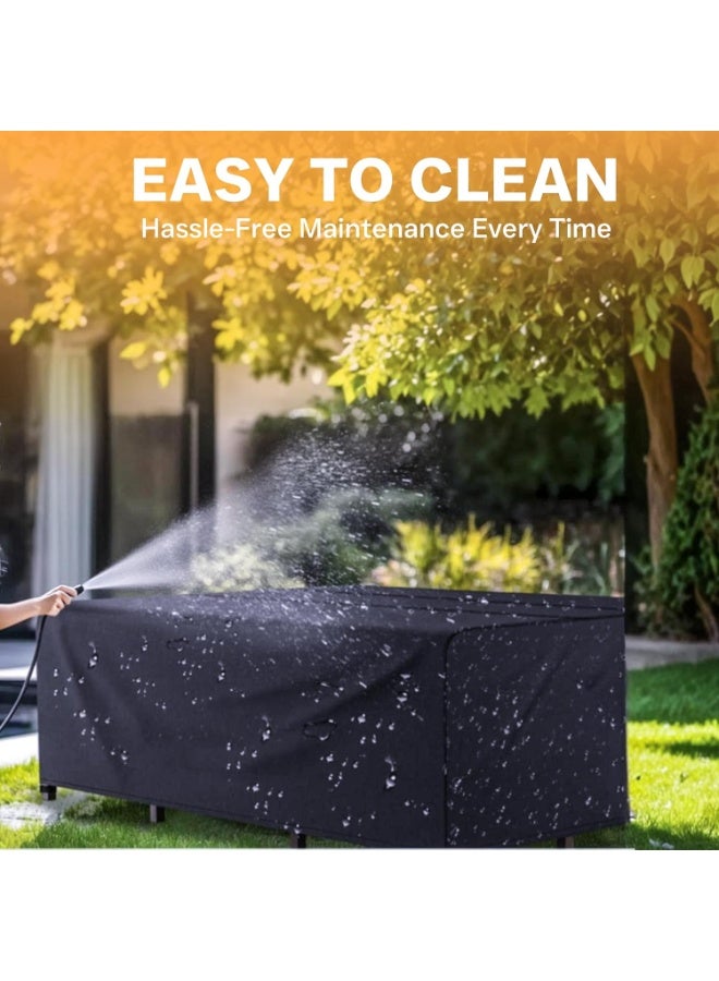 AIWANTO Heavy-Duty Waterproof Patio Furniture Cover – 420D Oxford Fabric Outdoor Garden Table, Chair & Sectional Sofa Protector, UV-Resistant Dustproof Windproof Cover with Drawstring Cord & Storage Bag – Black - Image 5