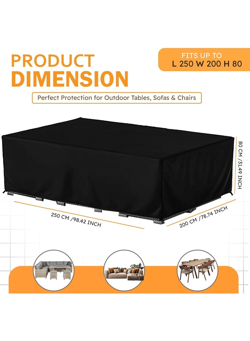 AIWANTO Heavy-Duty Waterproof Patio Furniture Cover – 420D Oxford Fabric Outdoor Garden Table, Chair & Sectional Sofa Protector, UV-Resistant Dustproof Windproof Cover with Drawstring Cord & Storage Bag – Black - Image 2