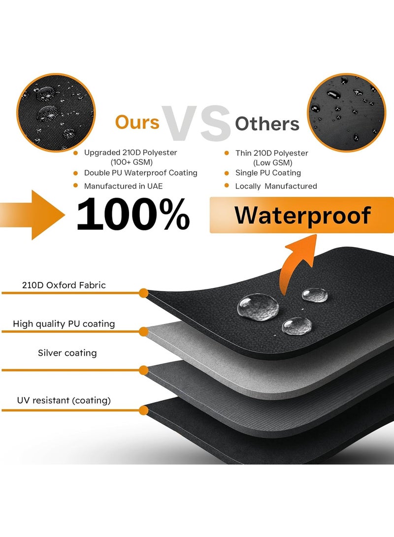 AIWANTO Heavy-Duty Waterproof Patio Furniture Cover – 420D Oxford Fabric Outdoor Garden Table, Chair & Sectional Sofa Protector, UV-Resistant Dustproof Windproof Cover with Drawstring Cord & Storage Bag – Black - Image 4