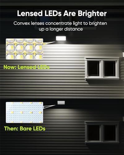 JACKYLED Solar Dusk to Dawn Light Outdoor 1000 Lumens 299 LED Solar Security Lights with Extension Cord, IP65 Waterproof Solar Powered Wall Spotlight Bright for Garden Patio Shed Carport Flag, White - Image 3